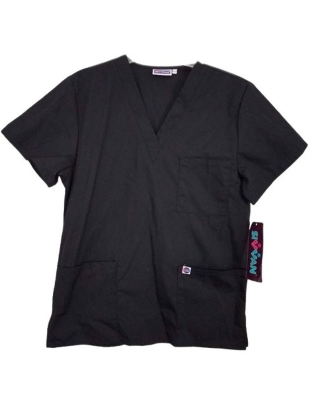 SIVVAN Black V-Neck Unisex Fit 3-Pocket Scrub Top - NWT Women's XS